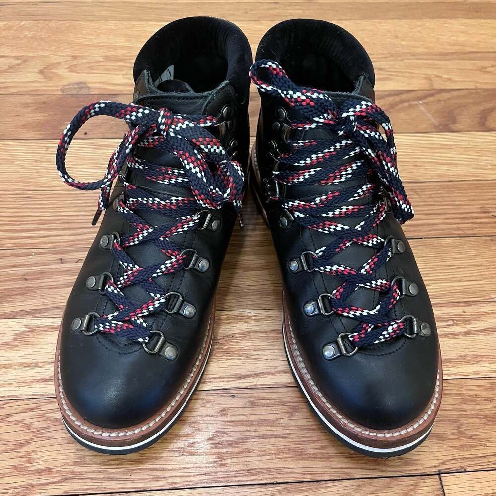 Moncler Peak Black Leather Hiking Boots Size 36.5 EU 6.5 US Gorpcore Outdoors
